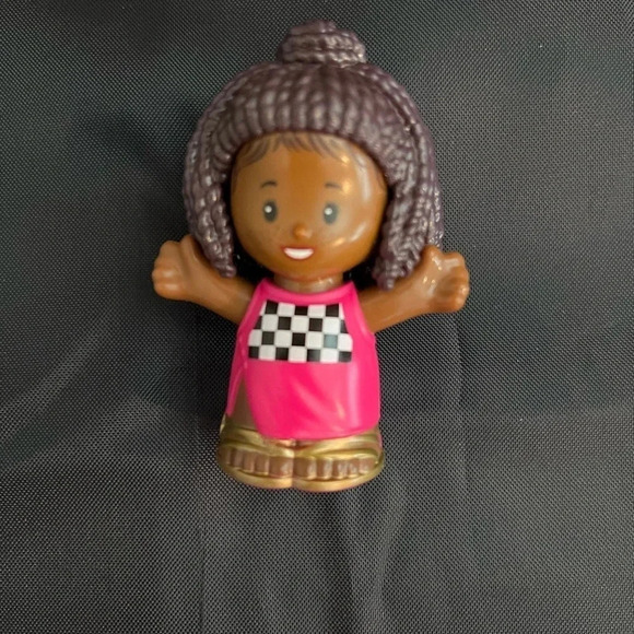 Fisher Price Little People Barbie African American Racecar Driver Figure Pink - Picture 2 of 3